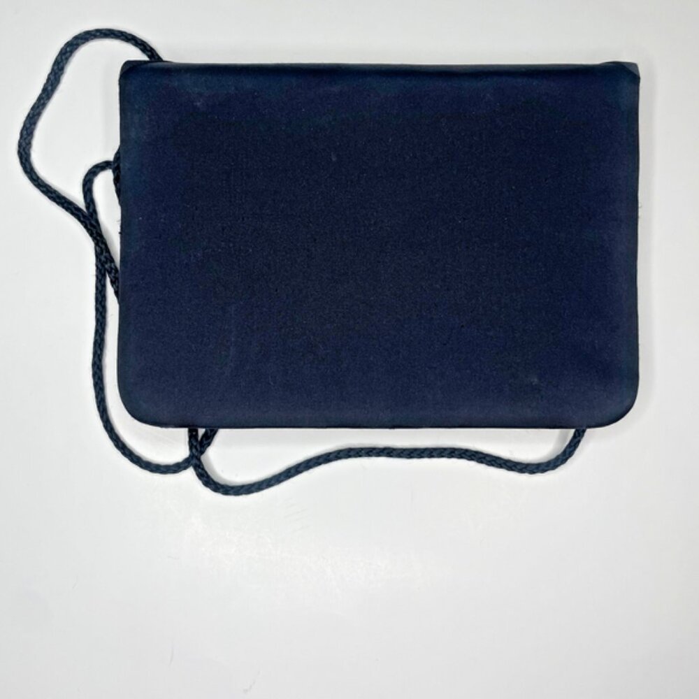 Vintage Black Satin Envelope Clutch Crossbody Bag Braided Detail 90s - Picture 7 of 9